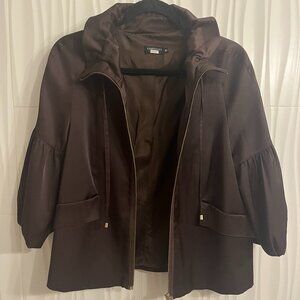 Cortefiel Chocolate Brown Puff Sleeve Cape Jacket – Medium
